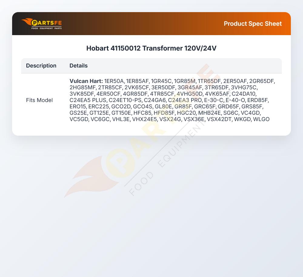 Hobart 41150012 Transformer 120V/24V