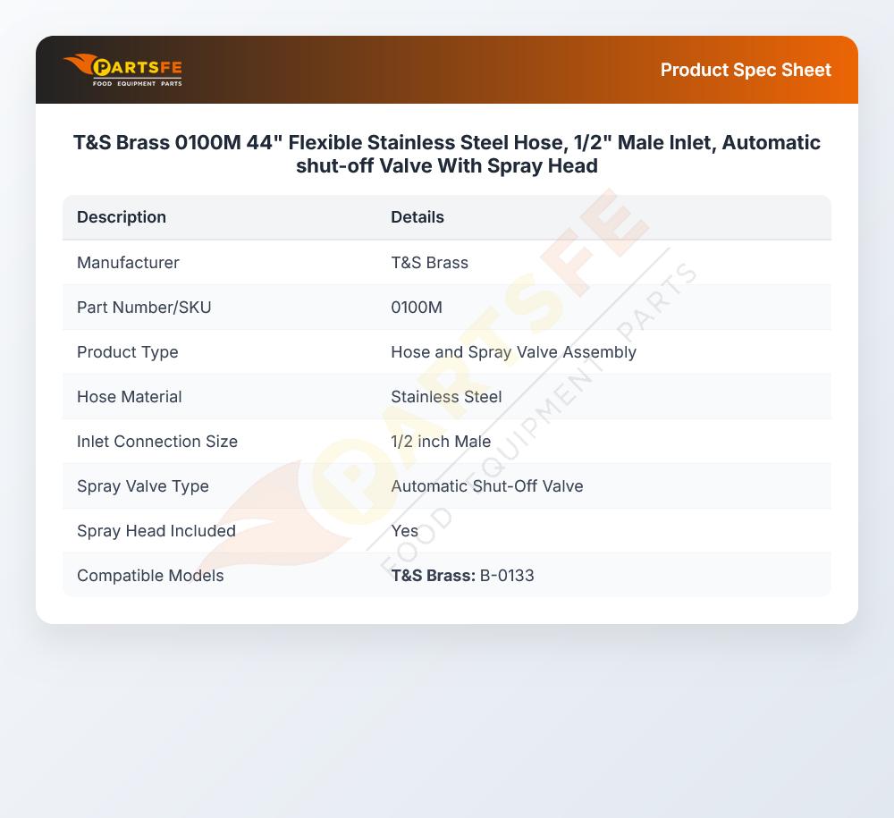 T&S Brass 0100M Hose Assembly 44"