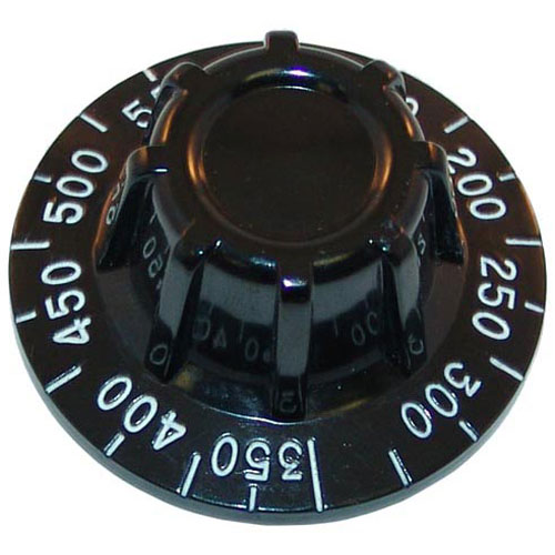 Montague 01024-3 Oven Flat Down Thermostat Knob 2-1/2" DIA, 150-550F, Mount .290", Position 4 Way