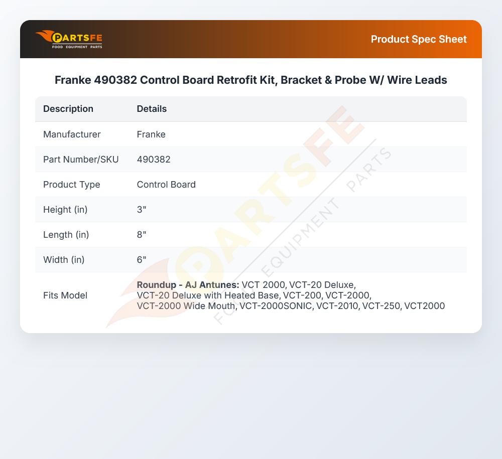 Franke 490382 Control Board Retrofit Kit