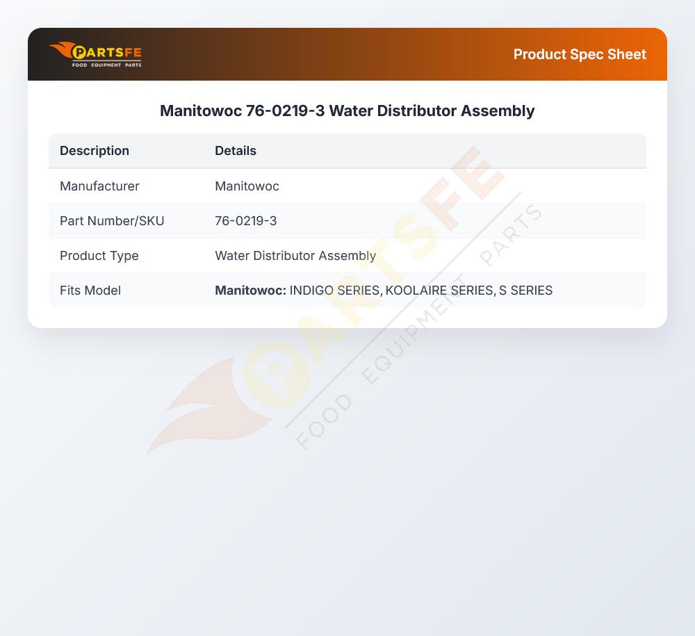 Manitowoc 76-0219-3 Water Distributor Assembly