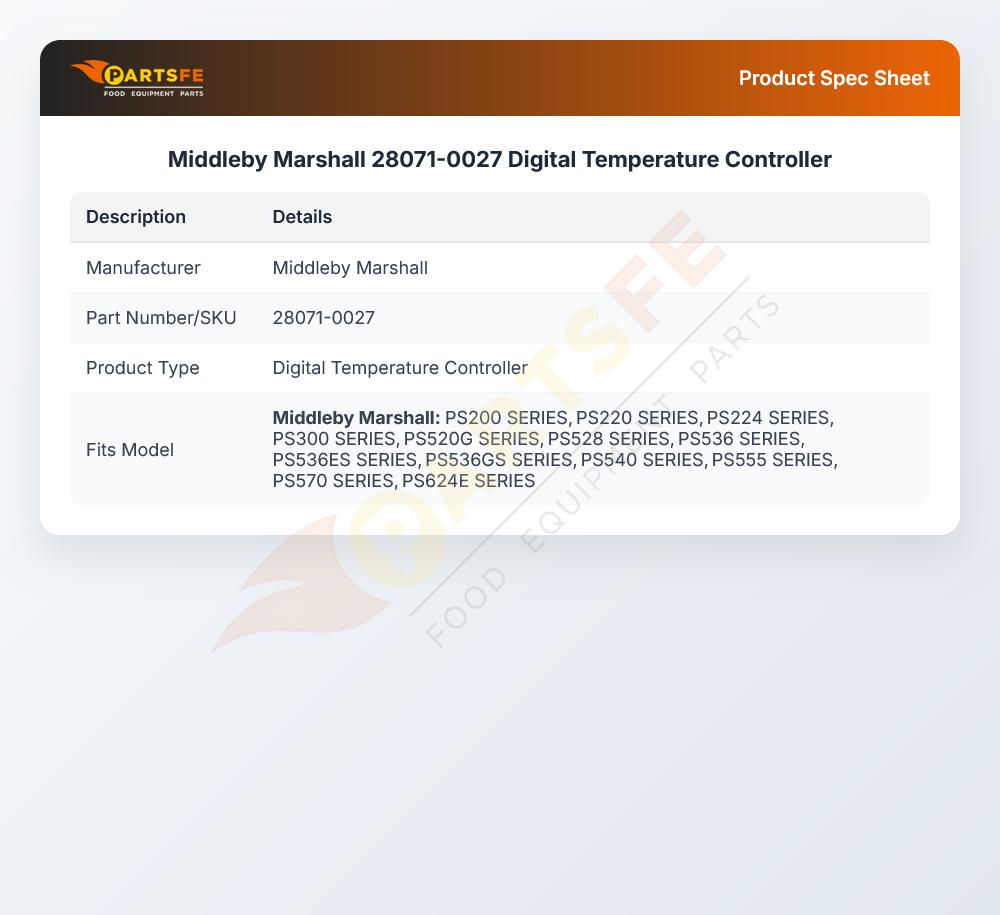 Middleby Marshall 28071-0027 Digital Temperature Controller