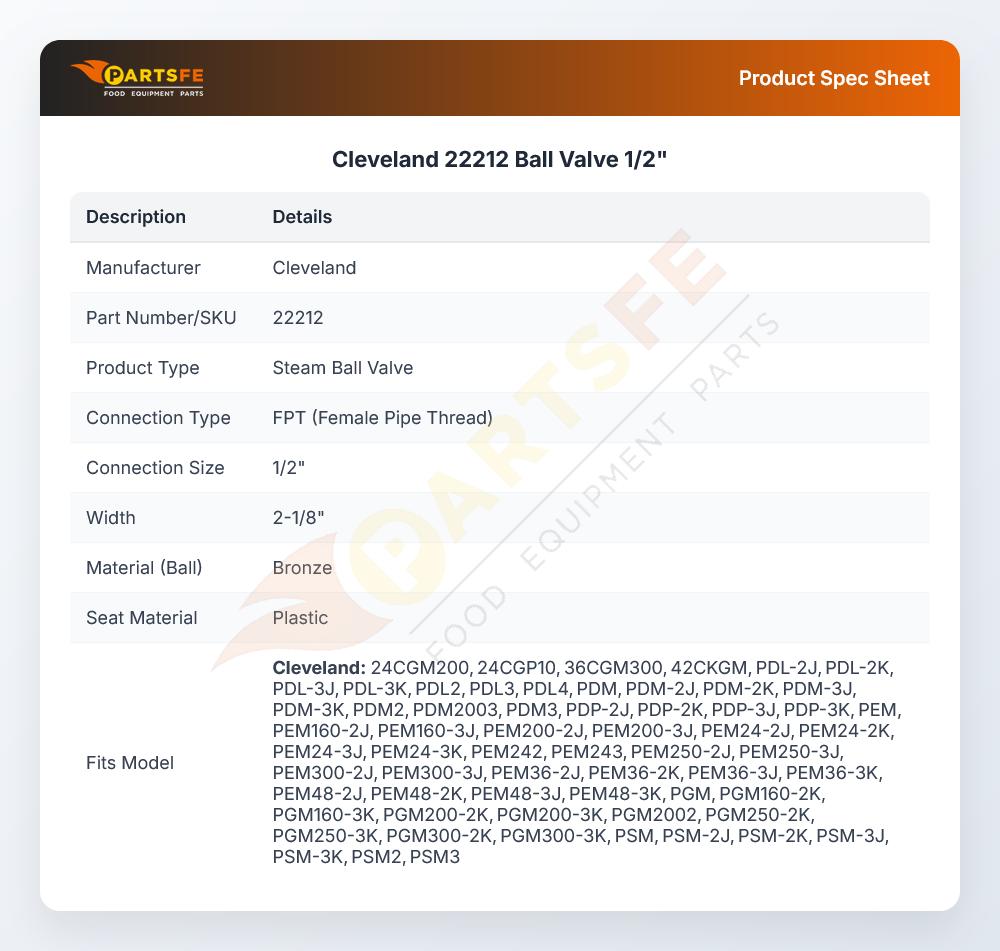 Cleveland 22212 Ball Valve 1/2"