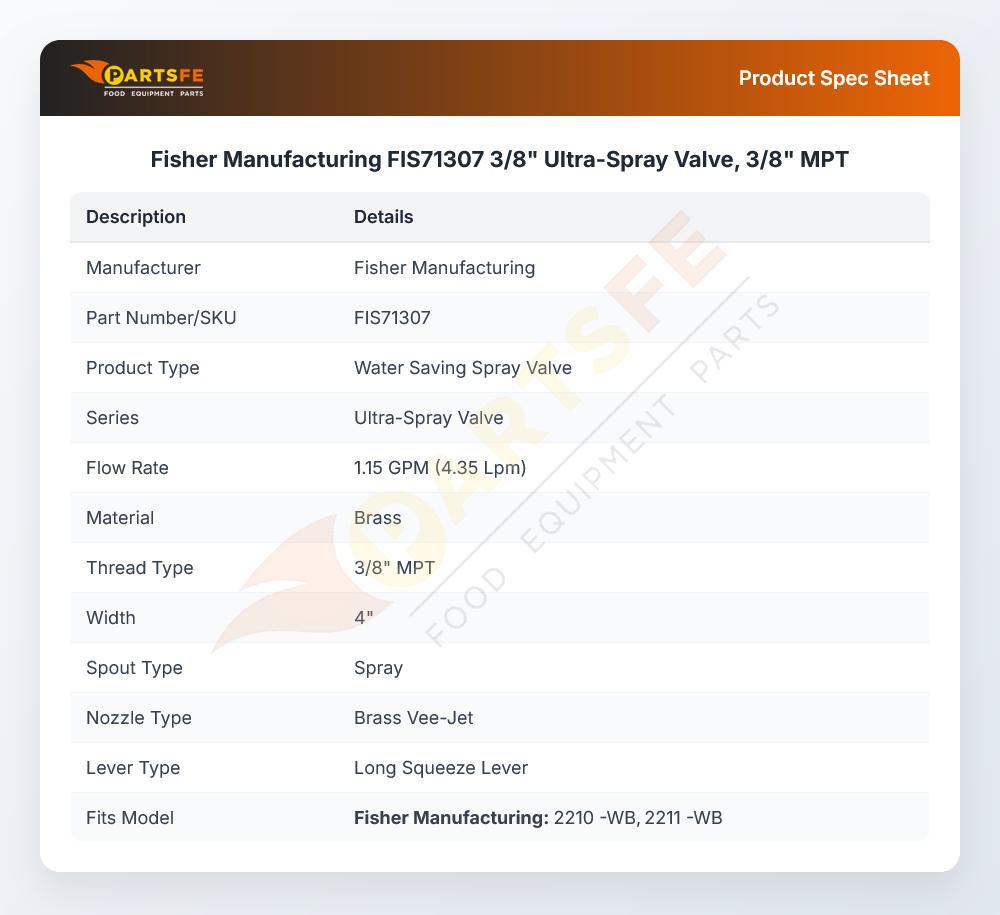 Fisher Manufacturing FIS71307 3/8" Ultra-Spray Valve, 3/8" MPT