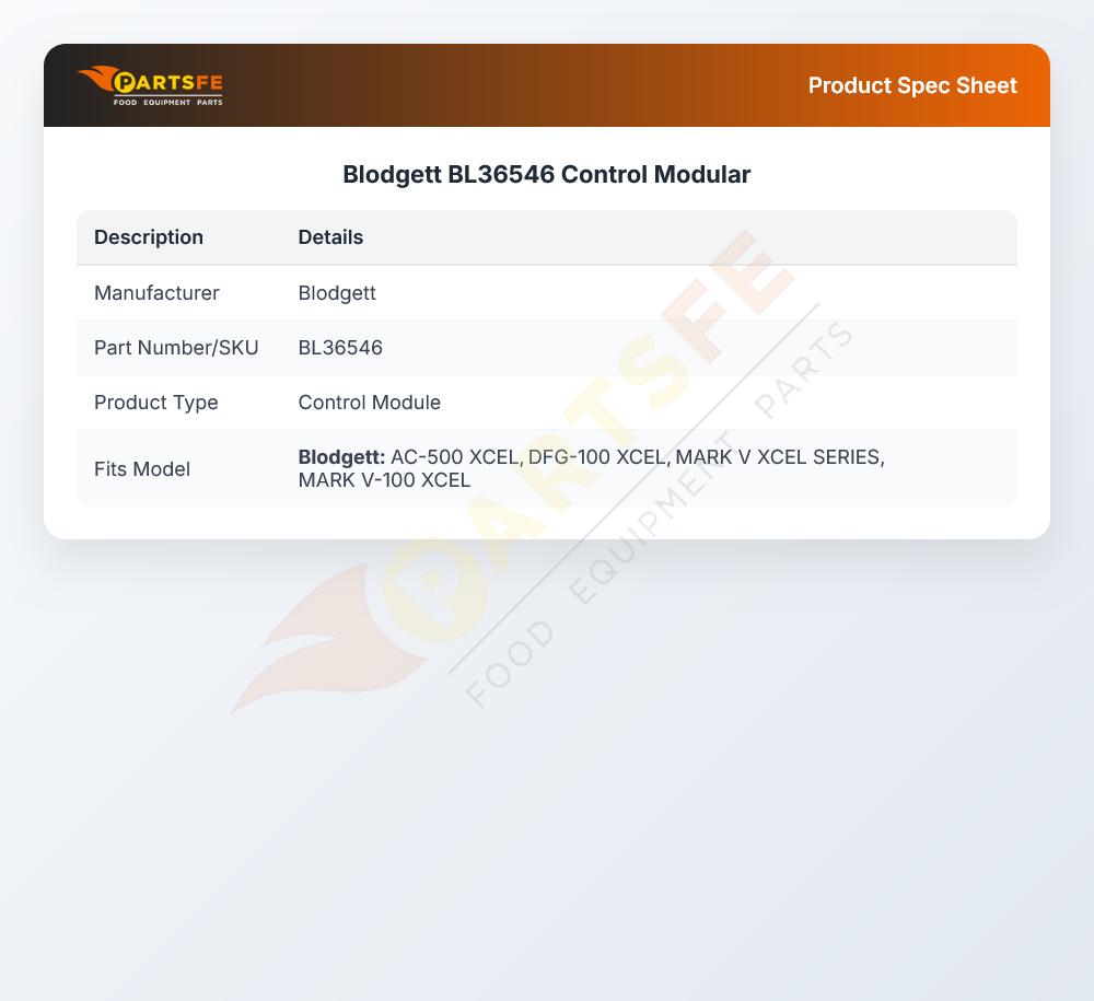Blodgett BL36546 Control Modular