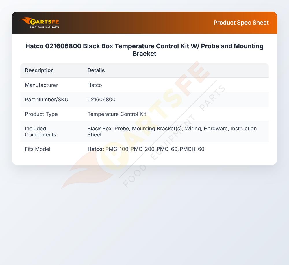Hatco 021606800 Temperature Control Kit Black Box W/Probe