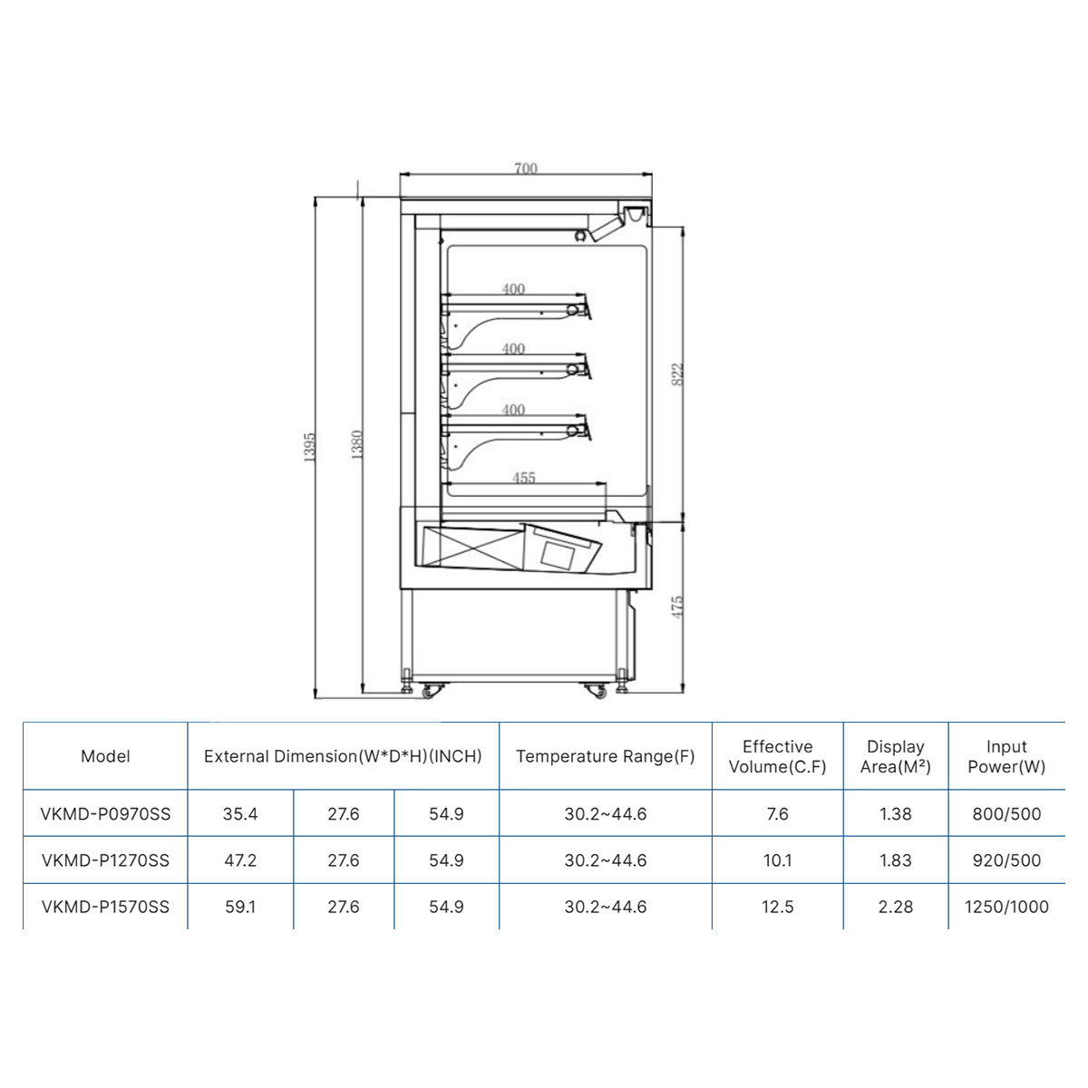 VITLIFE Commercial VKMD-P0970SS 36" Self-Serve Open Air Merchandiser Cooler 14.7 cu. Ft.