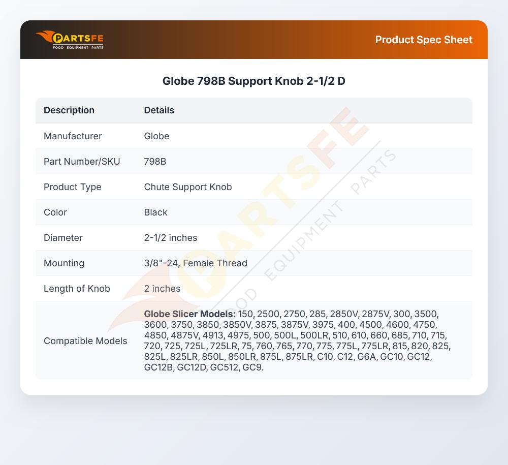 Globe 798B Support Knob 2-1/2 D
