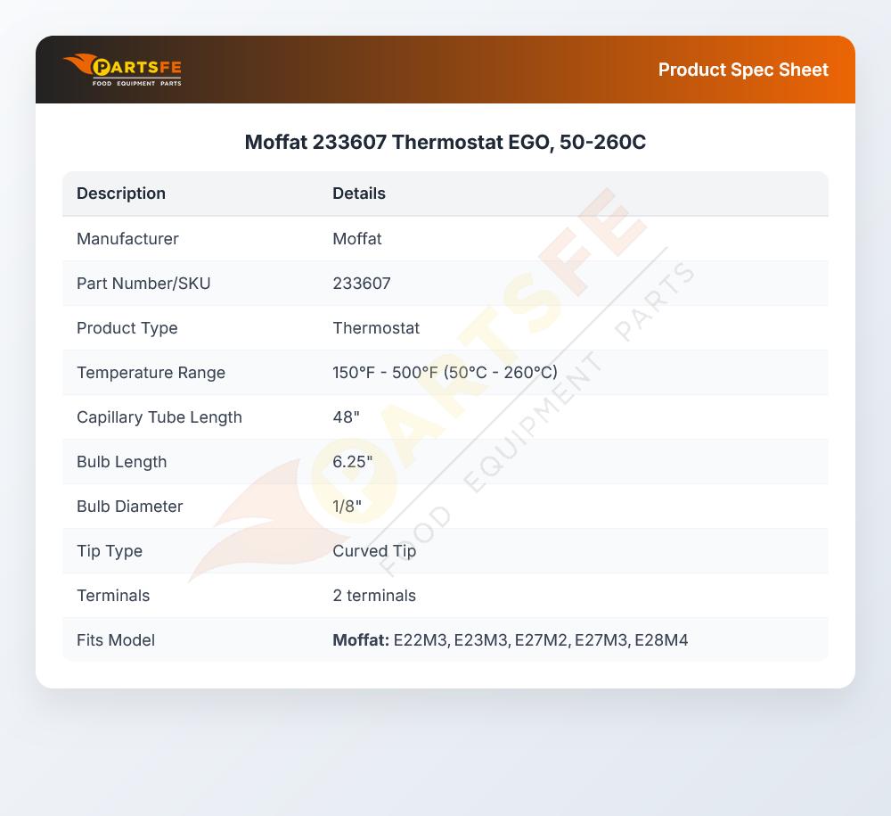 Moffat 233607 Thermostat EGO 50-260C