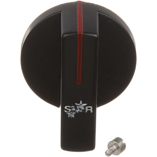Star Mfg 2R-Z1274 Thermostat Indicator Knob W/Red Line & Stop Black Screw/Stud 2-1/4" DIA MOUNT 0.187"