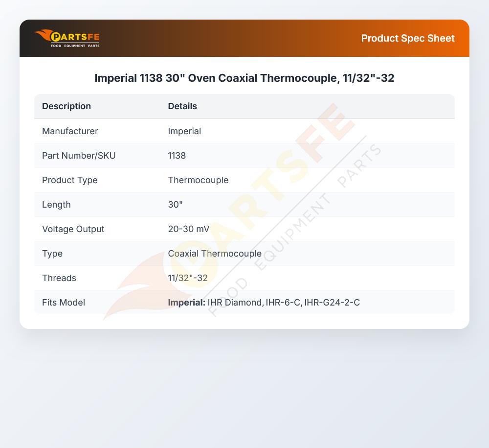Imperial 1138 Range Thermocouple 30"