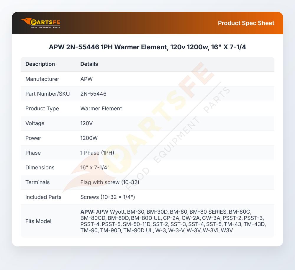 APW 2N-55446 Element 1200W 120V