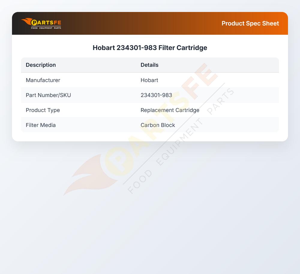 Hobart 234301-983 Filter Cartridge