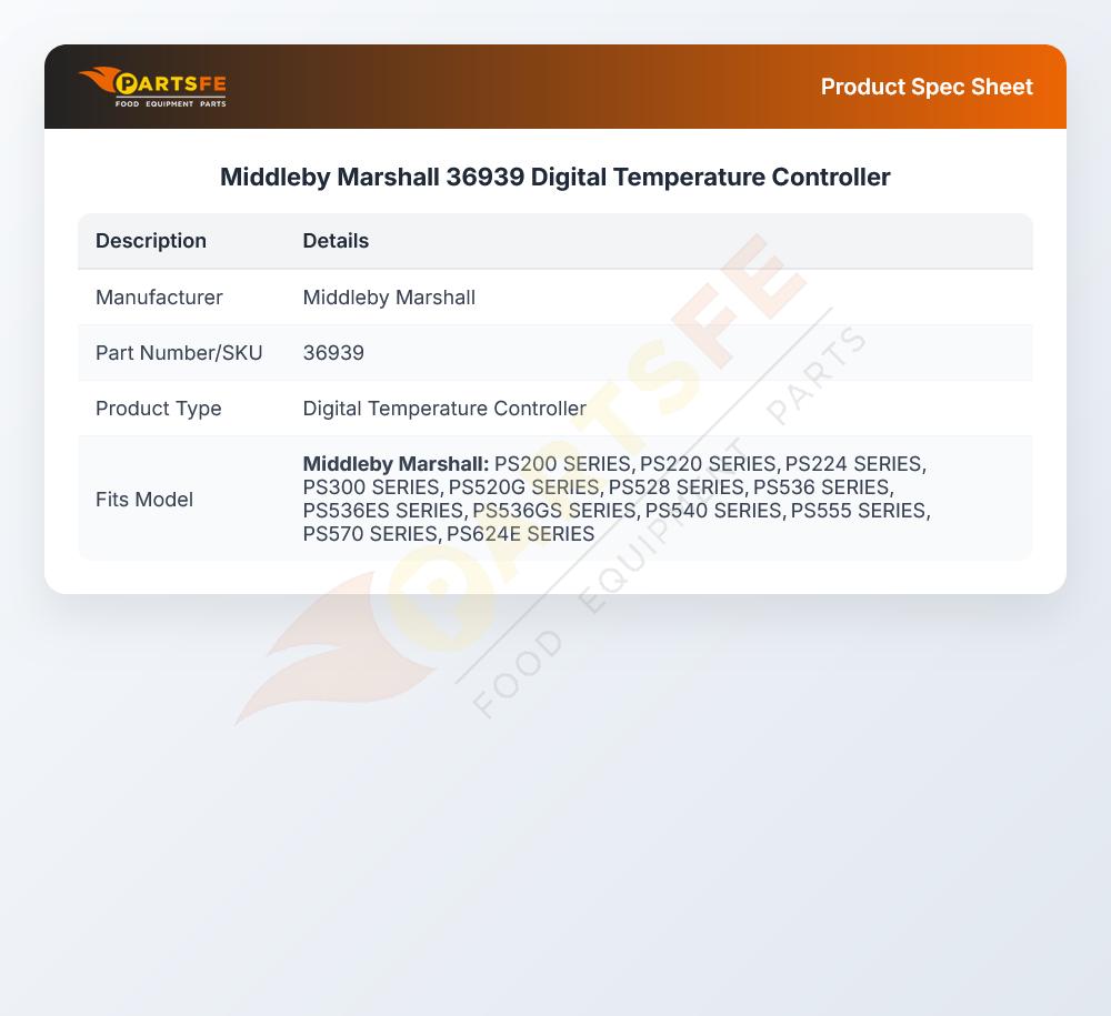 Middleby Marshall 36939 Digital Temperature Controller