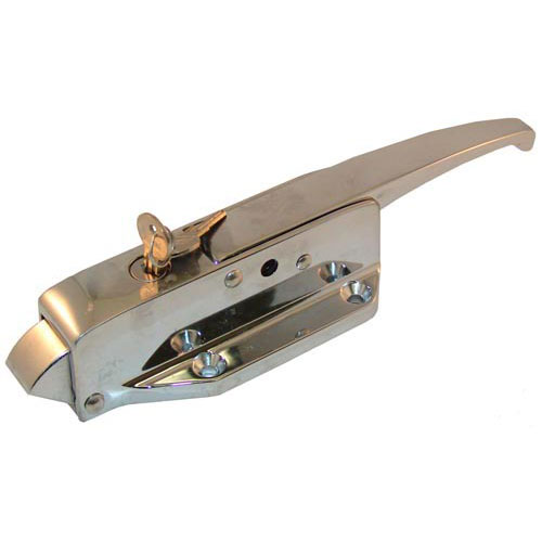 International Cold Storage 02826 11" Polished Chrome Latch W/ Lock, 3" x 2" Mounting Hole Centers