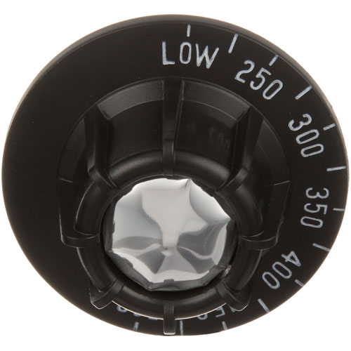Vulcan Hart 00-715059 Flat Down Thermostat Knob For Oven Dial, 2-1/2" DIA, LOW-250-500F, Mount .290", Position Flat at 260F