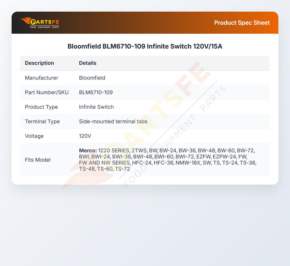 Bloomfield BLM6710-109 Infinite Switch 120V/15A