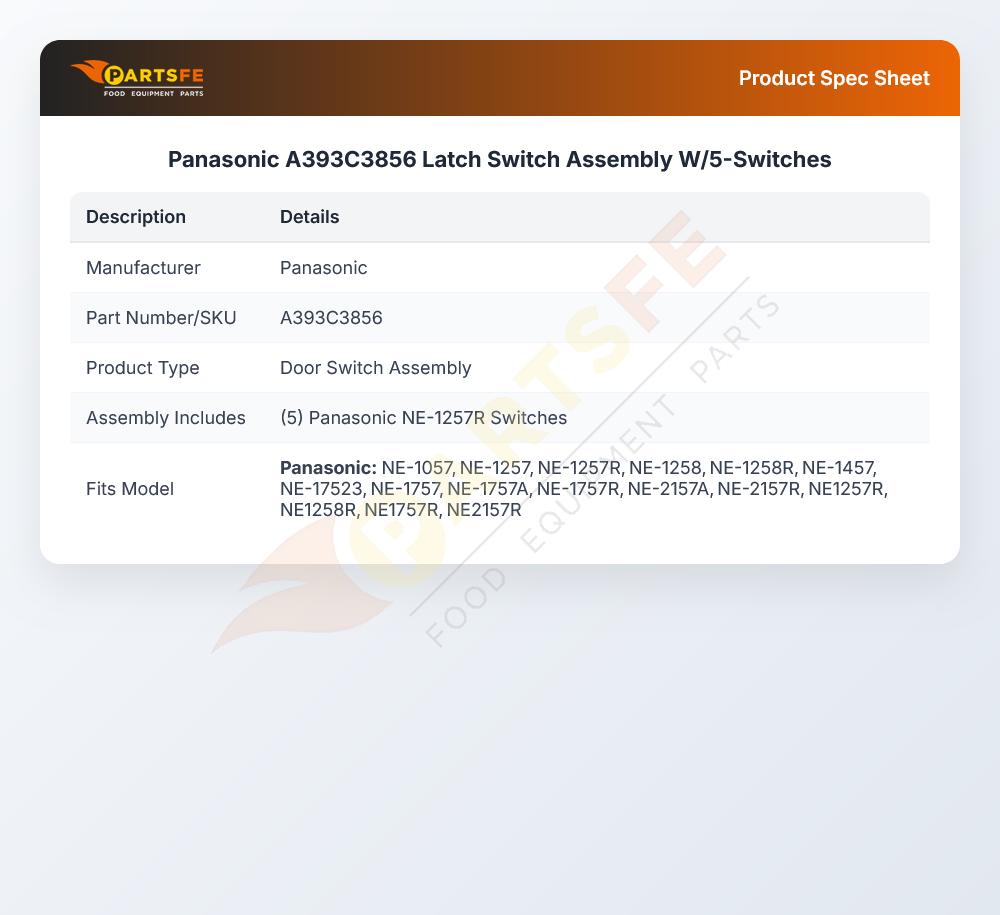 Panasonic A393C3856 Latch Switch Assembly W/5-Switches