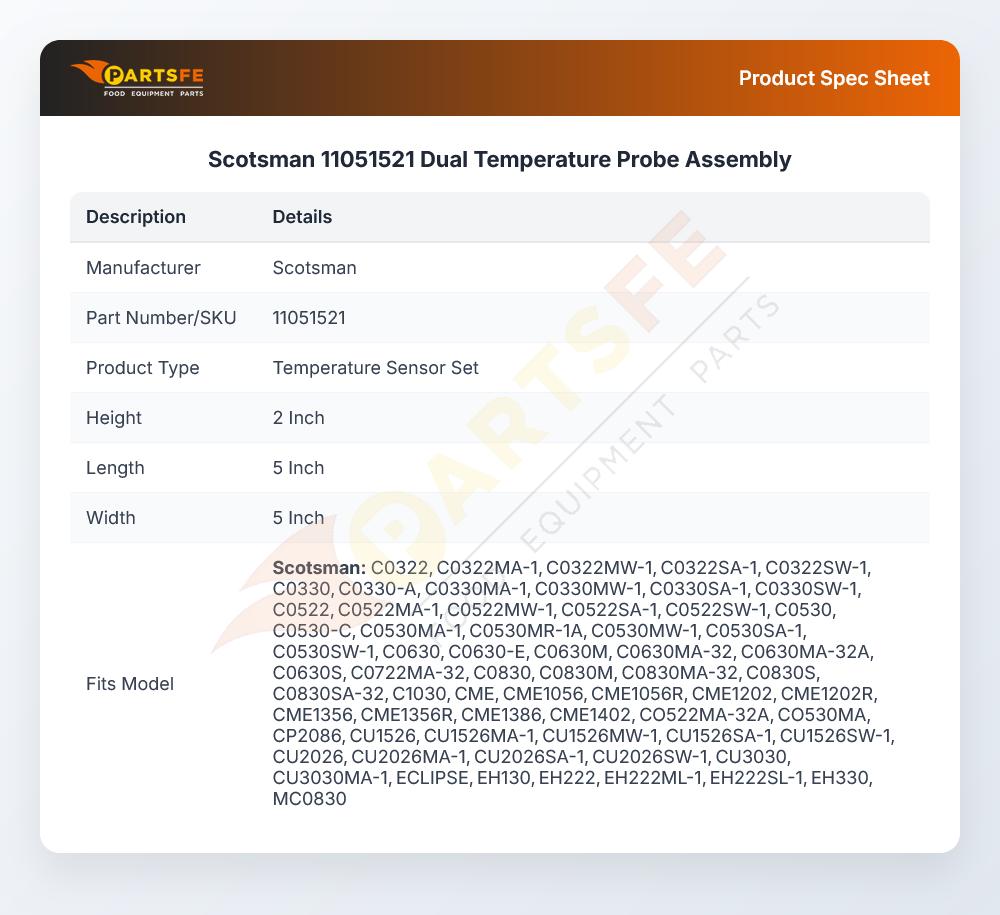 Scotsman 11051521 Dual Temperature Probe Assembly