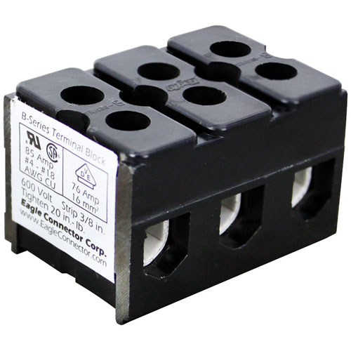Star Mfg Y2849 3-Pole Terminal Block, 600V, 85A