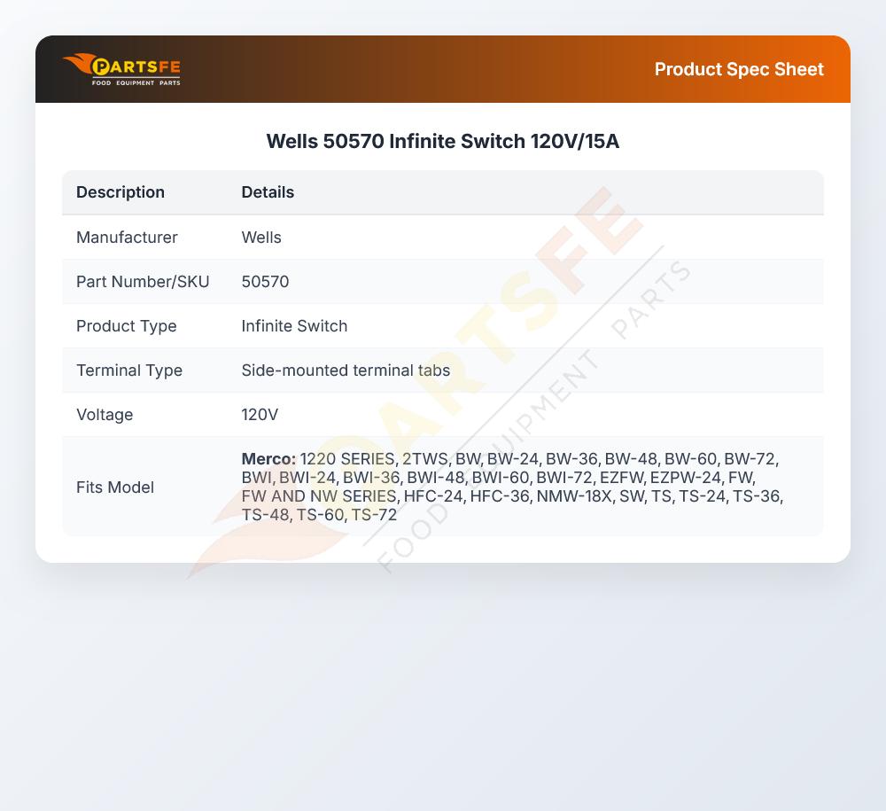 Wells 50570 Infinite Switch 120V/15A