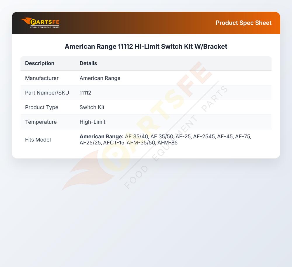 American Range 11112 High Limit Switch Kit