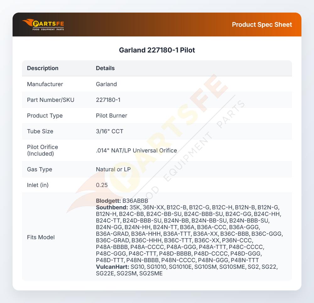 Garland 227180-1 Pilot
