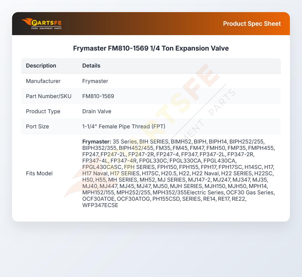 Frymaster FM810-1569 1/4 Ton Expansion Valve