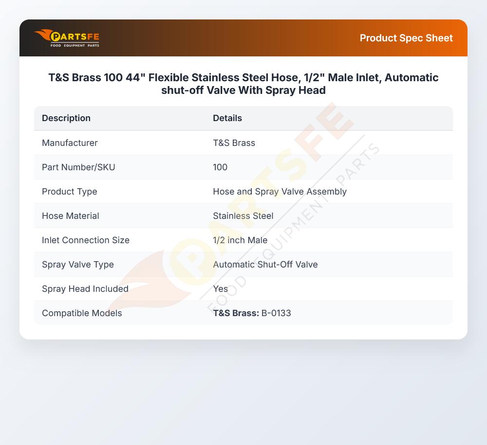 T&S Brass 100 Hose & Spray Valve 44"