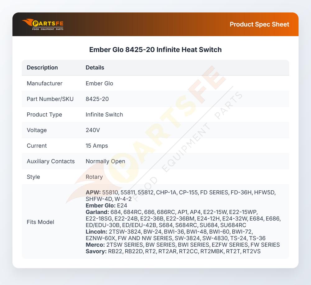 Ember Glo 8425-20 Infinite Heat Switch