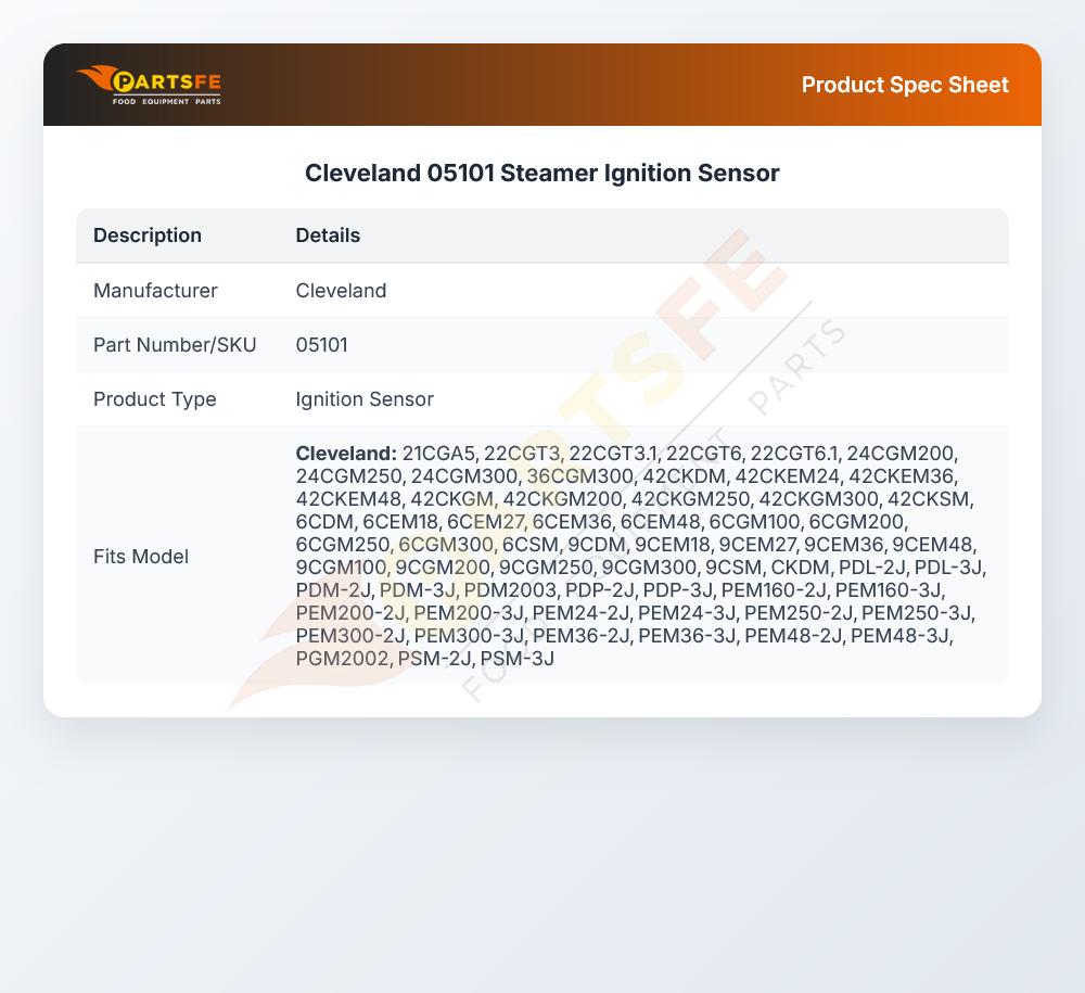 Cleveland 05101 Convection Steamer Ignitor Electrode