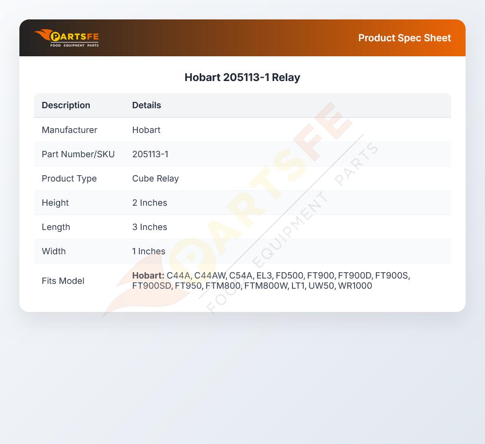 Hobart 205113-1 Relay