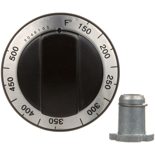 Garland GL4512141 Flat Down Thermostat Knob For Oven Dial, 2-1/2" DIA, .290" D-Mount Hub, 150-500F