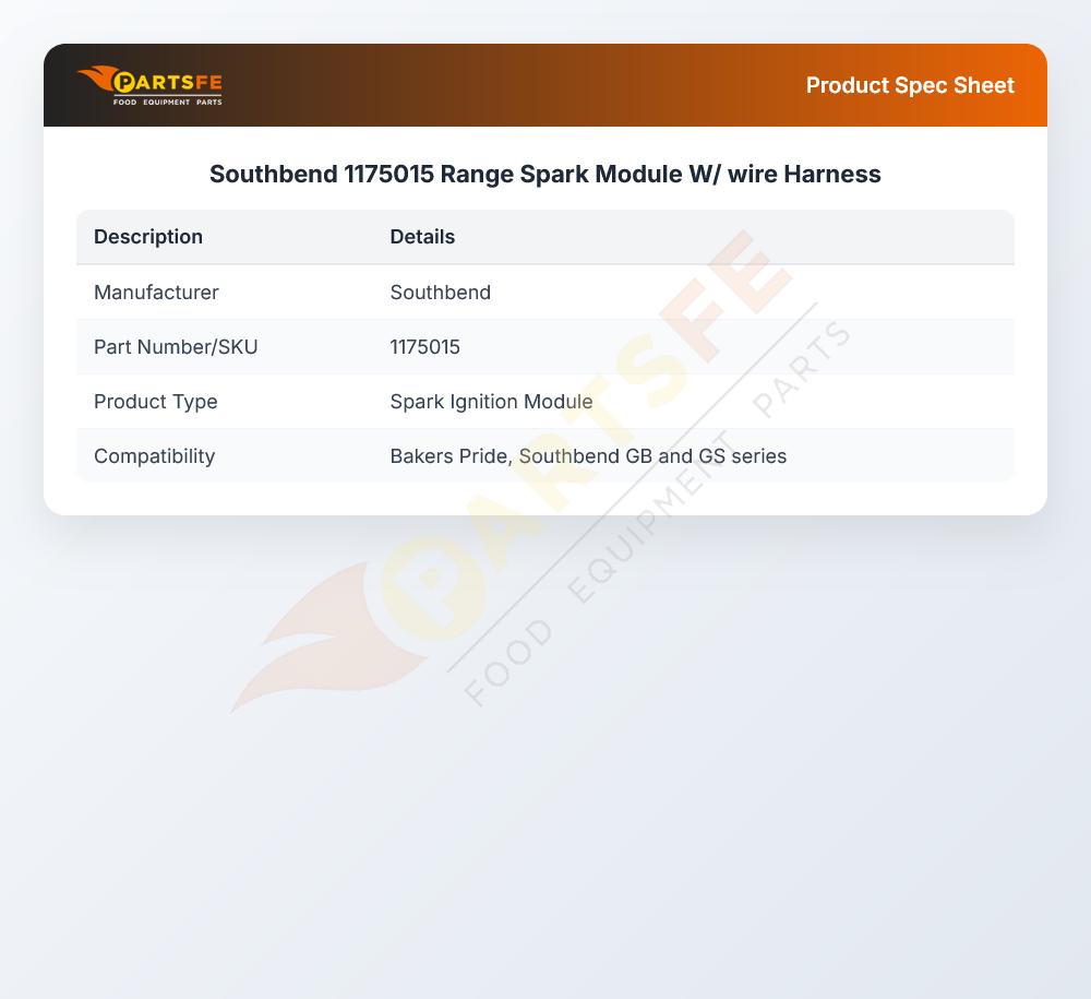 Southbend 1175015 Range Spark Module W/ wire Harness