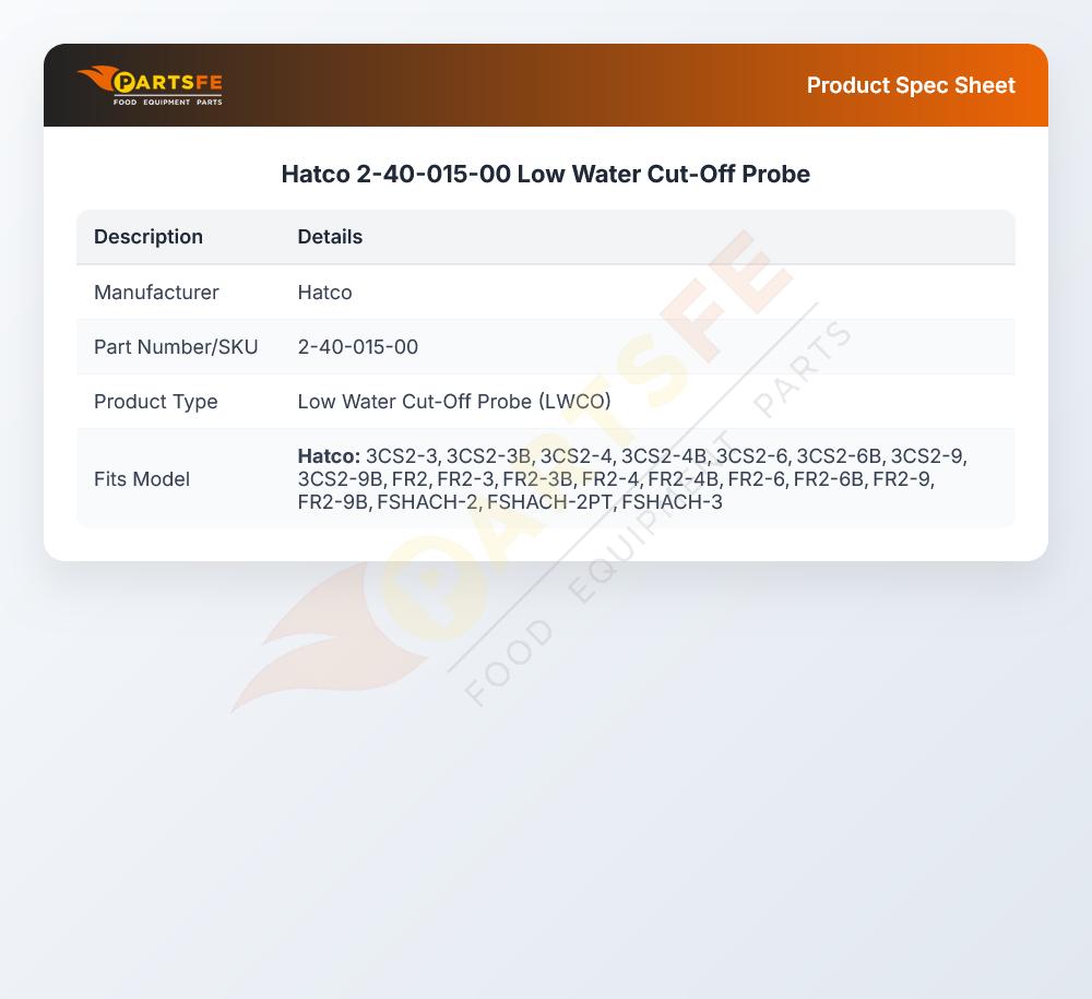 Hatco 2-40-015-00 Low Water Cut-Off Probe