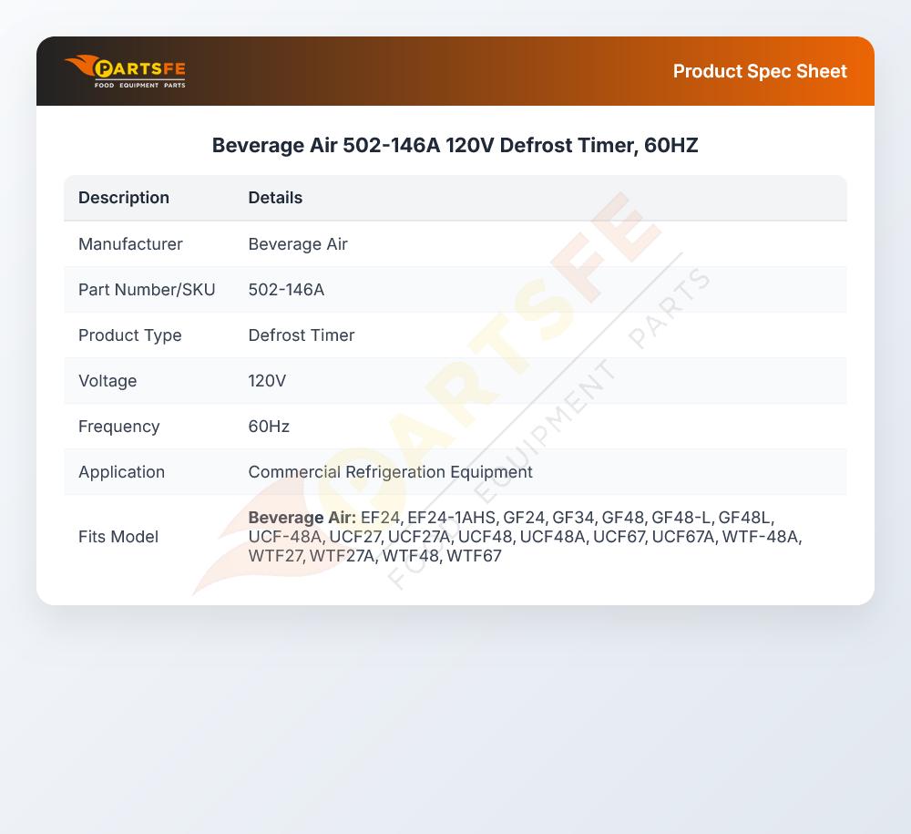 Beverage Air 502-146A 120V Defrost Timer, 60HZ