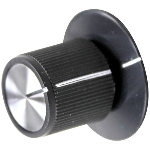 Hatco 05.30.043 Black Pointer Knob W/white Indicator, 1-1/8" DIA, .187 FLAT RIGHT
