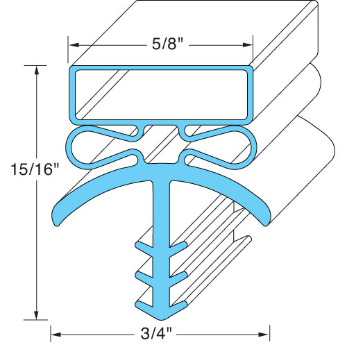 Bally 16546 Magnetic Door Gasket Gray,  35-5/8" X 77-3/4"