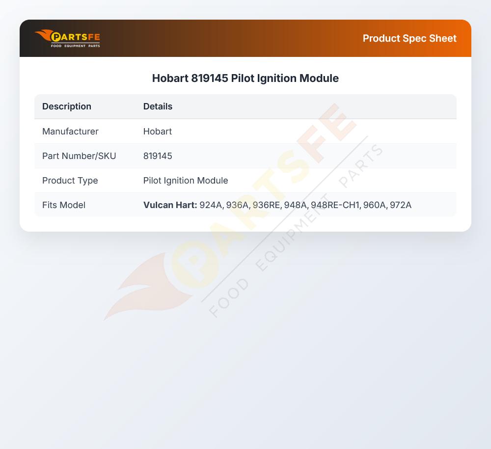 Hobart 819145 Pilot Ignition Module
