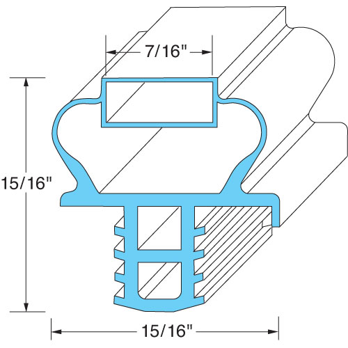 Delfield 1701184-BLUE Door Gasket, Push-In, 21 7/8" X 24"