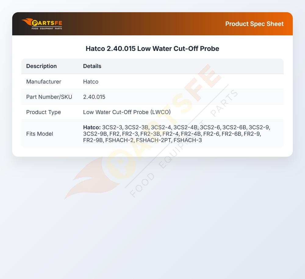 Hatco 2.40.015 Low Water Cut-Off Probe
