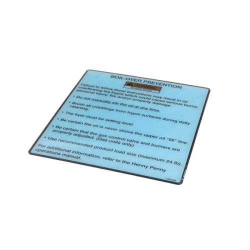 Henny Penny 170333 Fryer Boilover Prevention Label GM Velocity