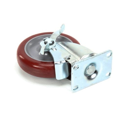 Carter Hoffmann 183015222 Dispenser Swivel Caster With Brake Plate Red Poly 5" Delrin