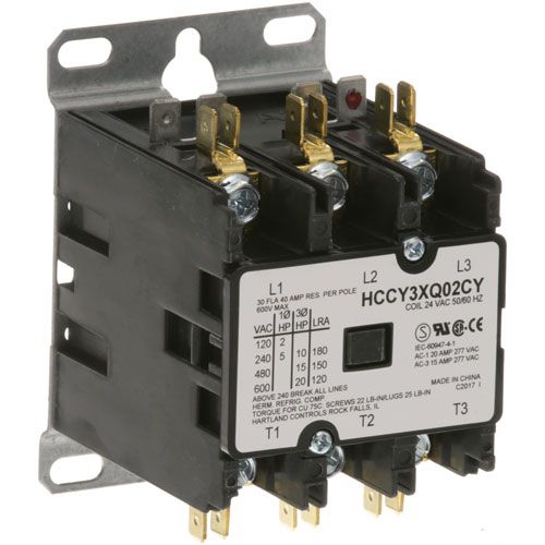 Accutemp AT0E-1587-4 3 Pole Contactor W/ 24 Volt, 30 AMP Inductive/40 AMP Resistive