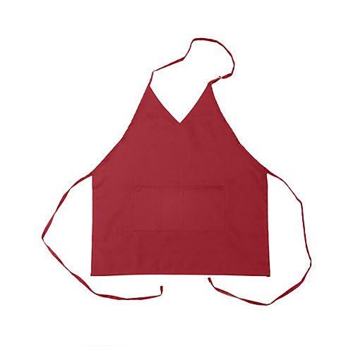 Allpoints 1045BRG KNG 30 1/2in TuxedoApron Burgundy 2 Pockets