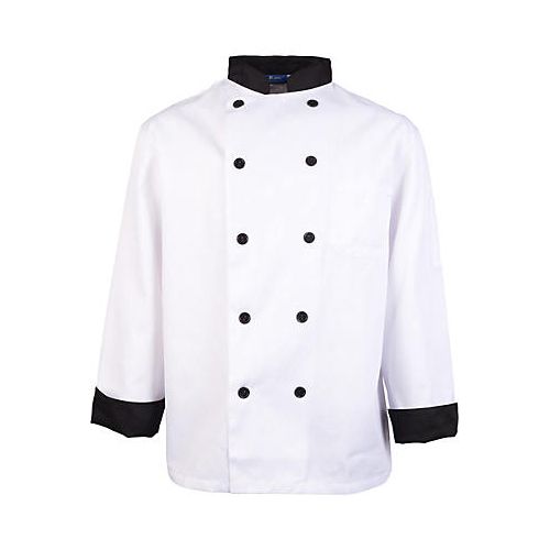 Allpoints 10484XL KNG 4XL Chef Coat Executive, Black Trim