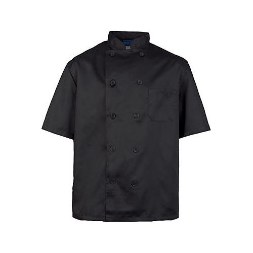 Allpoints 10532XL Kng 2Xl Mens Chef Coat Black Short Sleeve