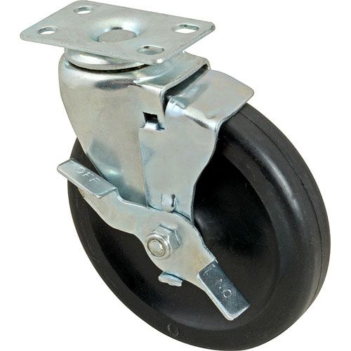 Allpoints 1201108 Plate  Caster5" OD,W/Brake ,Black