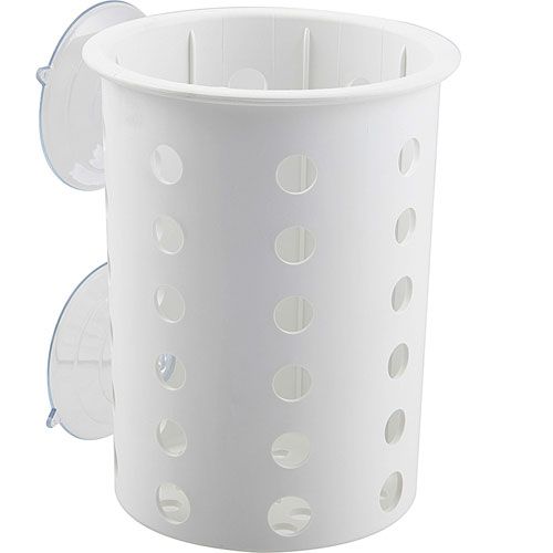 Allpoints 1371674 White Perforated Plastic Silverware Cylinder