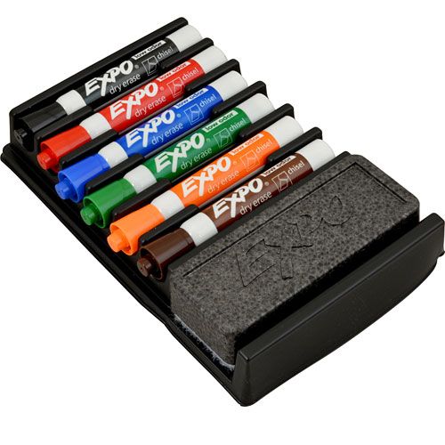 Allpoints 1391066 Dry-Erase Organizer with 6 Markers and Eraser